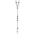 thumbnail image 1 of Auriga Fine Jewelry 925 Sterling Silver Rh-plated Black Beaded Rosary w/1.25in .ext. Necklace for Women 19", 1 of 7