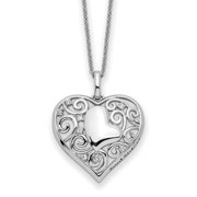 Auriga Fine Jewelry 925 Sterling Silver CZ Antiqued Soul Sister Heart Necklace 18" for Women