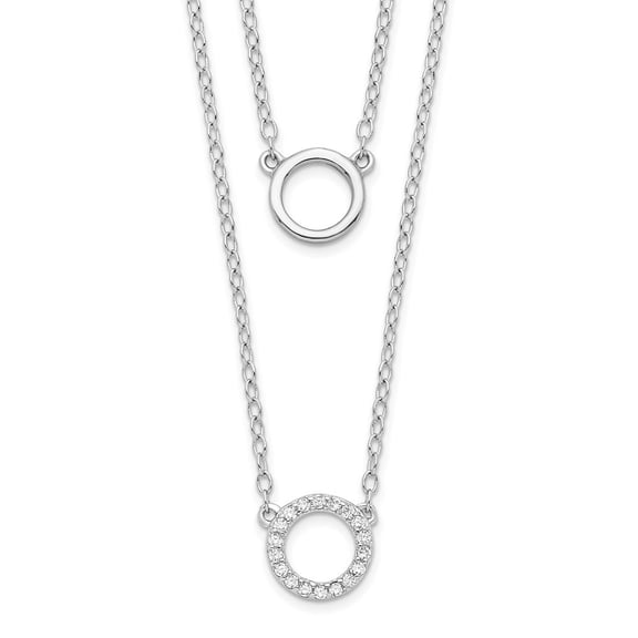 Auriga Fine Jewelry 925 Sterling Silver Rh-plated CZ Circles W/2in ext. Necklace for Women 15"