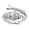 thumbnail image 1 of Auriga Fine Jewelry 925 Sterling Silver Rh-plated CZ Dolphin Ring for Women Size 7, 1 of 6