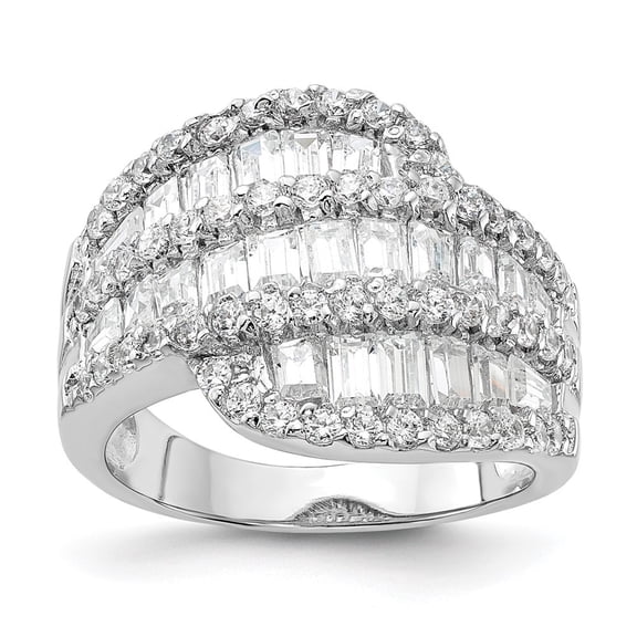 Auriga Fine Jewelry 925 Sterling Silver Rh-plated CZ Fancy Ring for Women Size 5