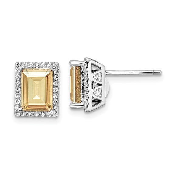 Auriga Mother's Day Gift 925 Sterling Silver CZ and Yellow Crystal Post Stud Earrings for Women