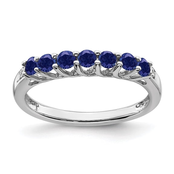 Auriga Fine Jewelry 925 Sterling Silver Rh-plated Created Sapphire and Diamond Ring for Women Size 7