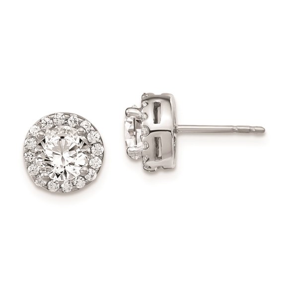 Auriga Fine Jewelry 925 Sterling Silver Rh-plated Diamonore Round Halo Post Stud Earrings for Women