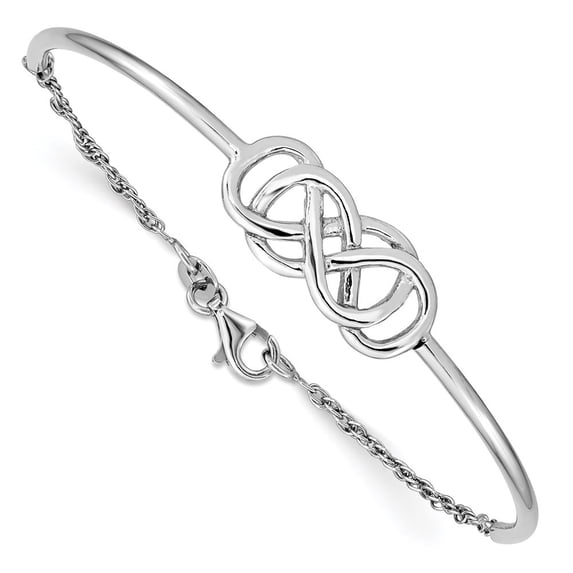 Auriga Fine Jewelry 925 Sterling Silver Rh-plated Double Infinity Symbol Bangle for Women