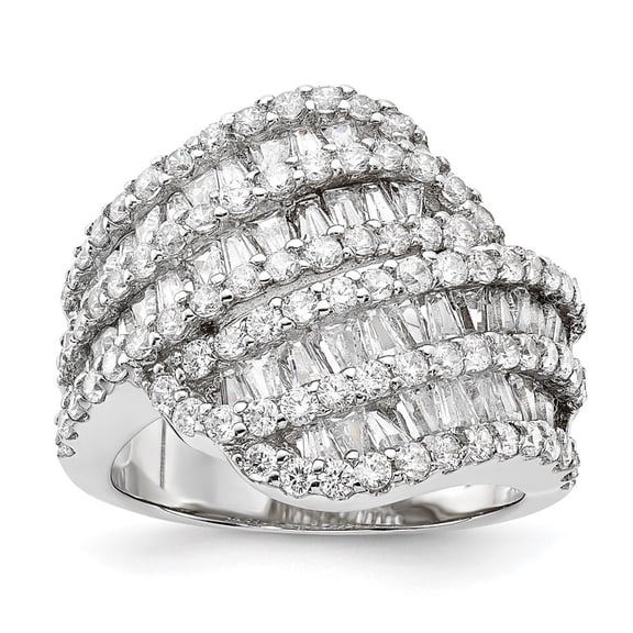 Auriga Fine Jewelry 925 Sterling Silver Rh-plated Fancy CZ Ring for Women Size 5