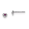 thumbnail image 1 of Auriga Fine Jewelry 925 Sterling Silver Rh-plated February Purple Crystal Mini Heart Stud Earrings for Women, 1 of 1