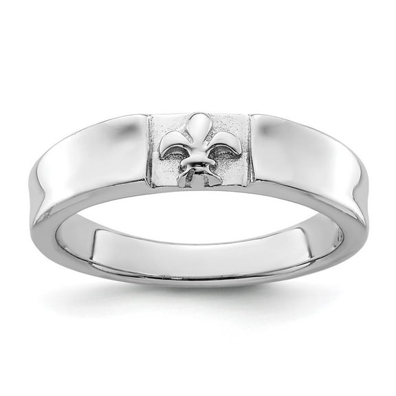 Auriga Fine Jewelry 925 Sterling Silver Rh-plated Fleur-de-Lis Band for Women Ring for Women Size 6