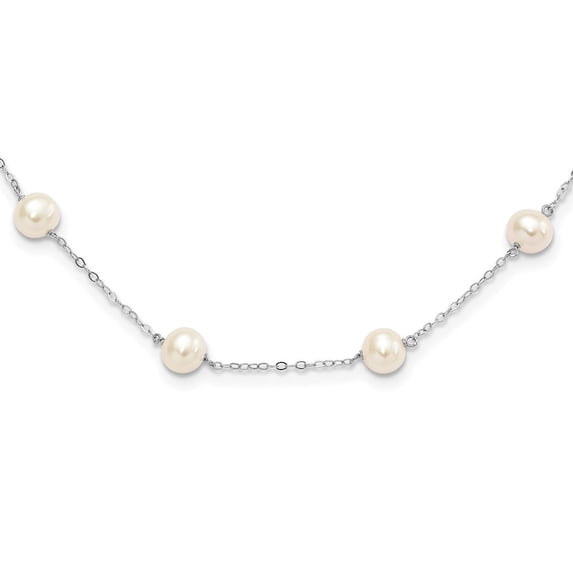 Auriga Fine Jewelry 925 Sterling Silver Rh-plated Fresh Water Cultured Pearl Necklace for Women 16"