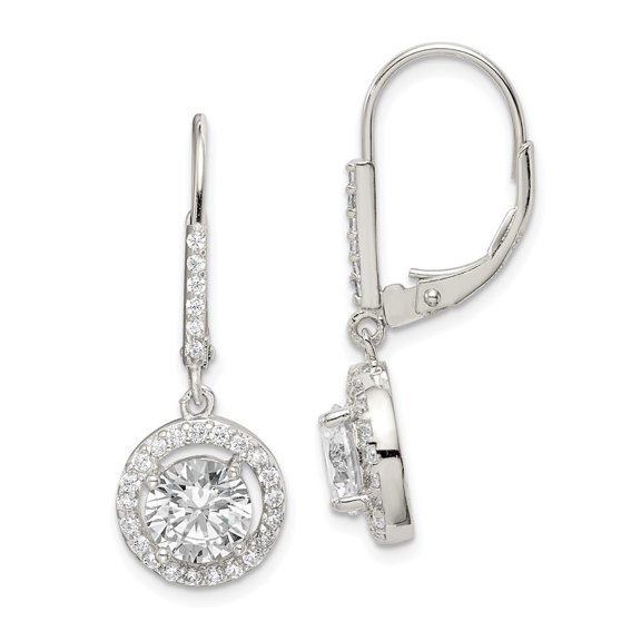 Auriga Fine Jewelry 925 Sterling Silver Rh-plated Leverback CZ Drop Earrings for Women