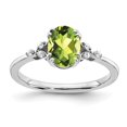 thumbnail image 1 of Auriga Fine Jewelry 925 Sterling Silver Rh-plated Peridot and Diamond Ring for Women Size 8, 1 of 6