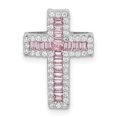 thumbnail image 1 of Auriga Fine Jewelry 925 Sterling Silver Rh-plated Pink and White Cubic Zirconia Cross Chain Slide Pendant for Women, 1 of 7