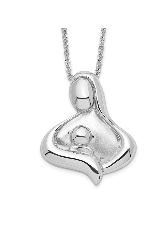 Fine Jewelry 925 Sterling Silver Rh-plated Polished Maternal Bond Necklace for Women 18"