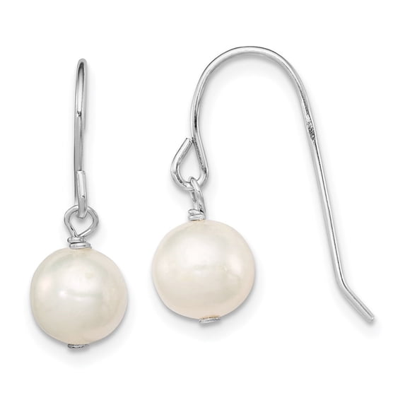 Auriga Fine Jewelry 925 Sterling Silver Rh-plated White 7-8mm FWC Pearl Dangle Earrings for Women