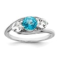 thumbnail image 1 of Auriga Fine Jewelry 925 Sterling Silver Rh-plated White and Blue Topaz Sue Ring for Women Size 7, 1 of 5