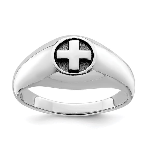 Auriga Fine Jewelry 925 Sterling Silver Rh-plated and Antiqued Cross Ring for Women Size 10