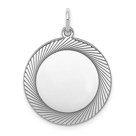 Auriga Fine Jewelry 925 Sterling Silver Rh-plt Engravable Round Front/Satin Back Disc Charm for Women (L-26mm, W-19mm)