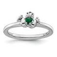 thumbnail image 1 of Auriga Fine Jewelry 925 Sterling Silver Rhd. Created Emerald Claddagh Ring for Women Size 7, 1 of 6