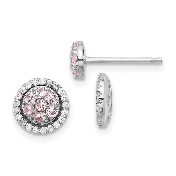 Auriga Fine Jewelry 925 Sterling Silver Pink Crystal Cluster CZ Halo Jacket Stud Earrings for Women