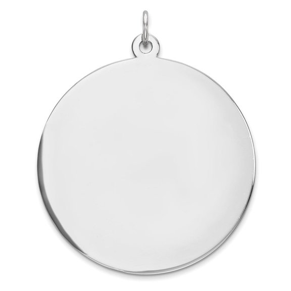 Auriga Fine Jewelry 925 Sterling Silver Rhod-plated Polish Front/Back Disc Charm (L-39mm, W-32mm)