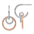 thumbnail image 1 of Auriga Fine Jewelry 925 Sterling Silver Rhod-plated Polished Diamond-cut Hoop Earrings for Women, 1 of 6