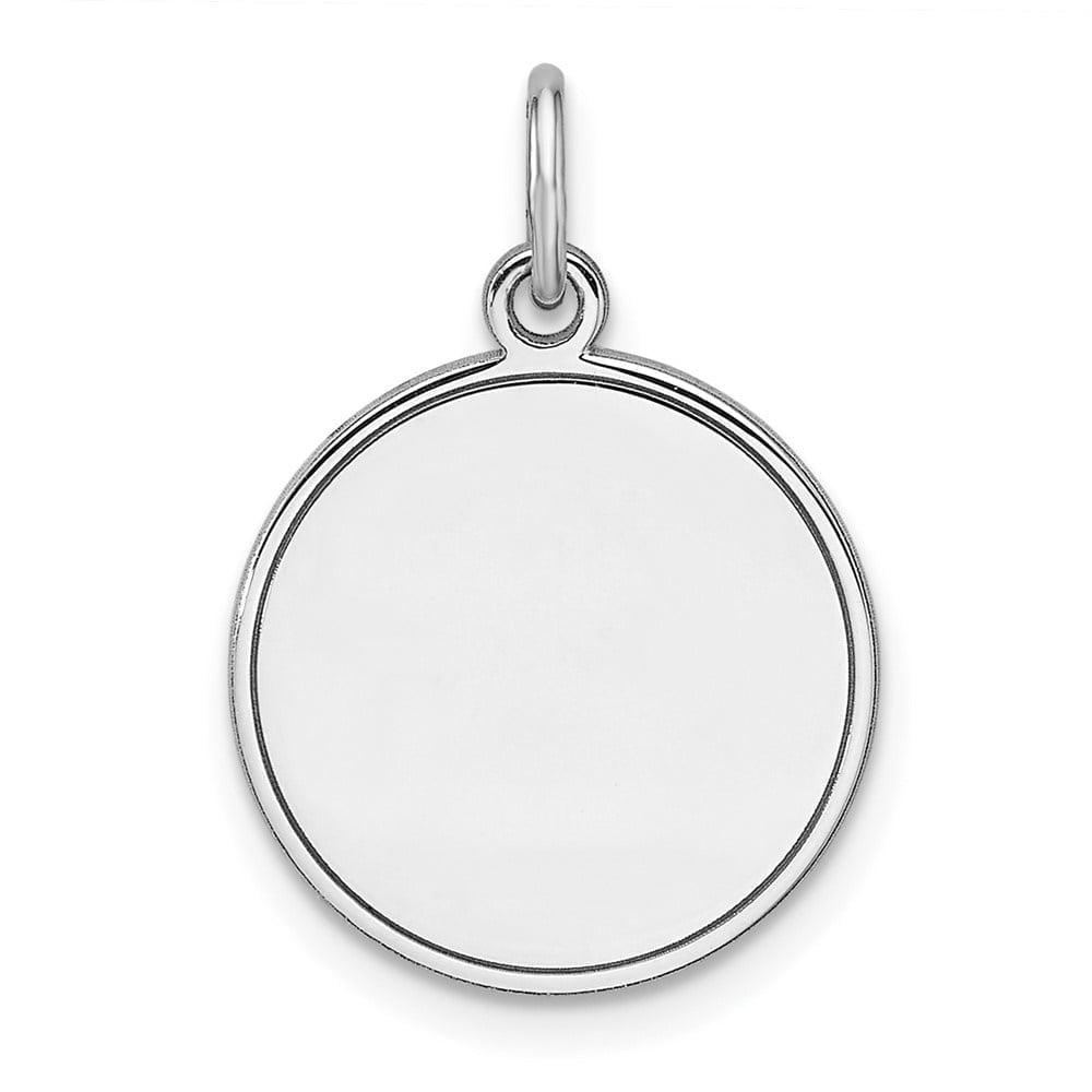 Auriga Fine Jewelry 925 Sterling Silver Rhod-plated Round Polish Front / Back Disc Charm for Women (L-21 mm, W-15.4 mm)