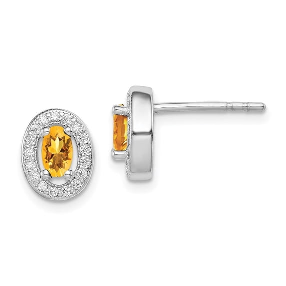 Auriga Fine Jewelry 925 Sterling Silver Yellow and White CZ Oval Stud Earrings for Women