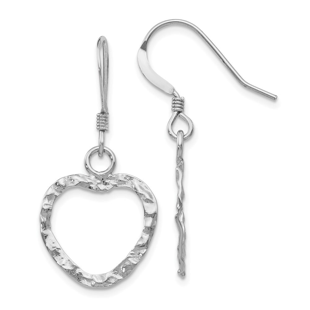 Auriga Fine Jewelry 925 Sterling Silver Rhod-pltd Textured Earring Shepherd Hook Dangle Earrings for Women