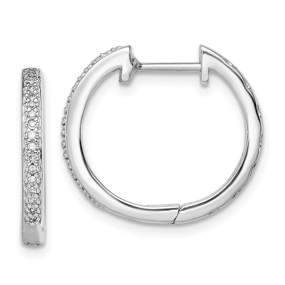 Auriga Fine Jewelry 925 Sterling Silver Rhodium Diamond Huggie Hoop Earrings for Women