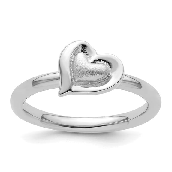Auriga Fine Jewelry 925 Sterling Silver Rhodium Heart Ring Size 9 Valentine's Day Gift for Women