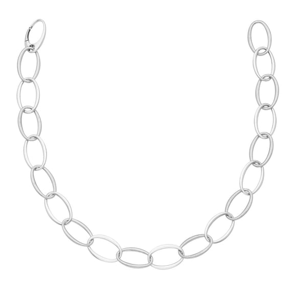 Auriga Fine Jewelry 925 Sterling Silver Rhodium-Plated 19 mm Oval Link Necklace for Mens 20"