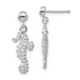 thumbnail image 1 of Auriga Fine Jewelry 925 Sterling Silver Rhodium-Plated 3D Seahorse Dangle Post Earrings for Women, 1 of 6