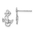 thumbnail image 1 of Auriga Fine Jewelry 925 Sterling Silver Rhodium-Plated Anchor with Rope Post Stud Earrings for Women, 1 of 5