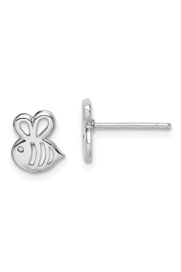 Fine Jewelry 925 Sterling Silver Rhodium Plated Bumblebee Stud Earrings for Women
