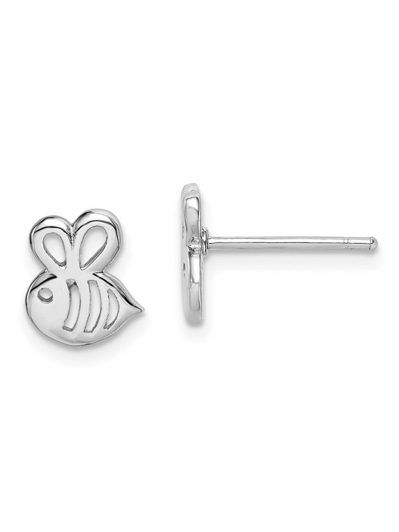 Fine Jewelry 925 Sterling Silver Rhodium Plated Bumblebee Stud Earrings for Women