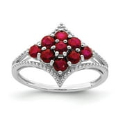 AURIGA Fine Jewelry 925 Sterling Silver Rhodium Plated Created Ruby Ring Size 7 for Women
