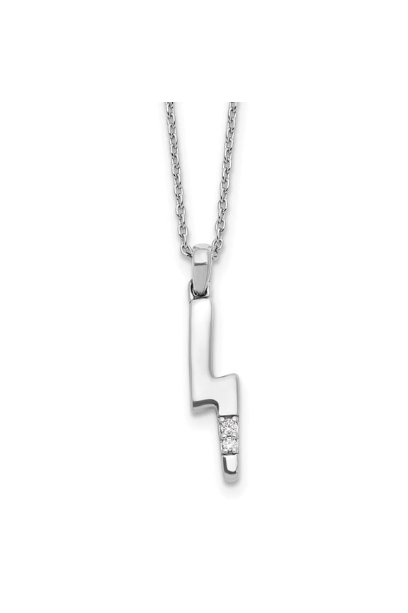 Fine Jewelry 925 Sterling Silver Rhodium-Plated Diamond Lightning Bolt Necklace for Women 20"