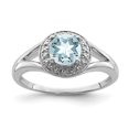 thumbnail image 1 of Auriga Fine Jewelry 925 Sterling Silver Rhodium Plated Diamond and Aquamarine Engagement Ring Size 5 for Women, 1 of 6