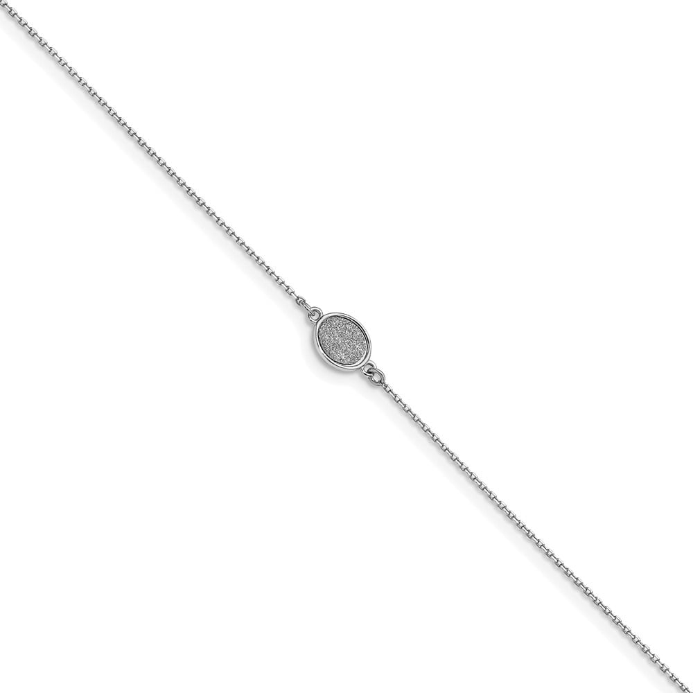 Auriga Fine Jewelry 925 Sterling Silver Rhodium-Plated Glitter-Infused Anklet 9inch for Women