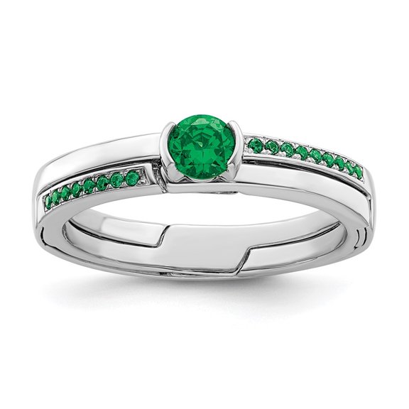 Auriga Fine Jewelry 925 Sterling Silver Rhodium Plated Green Cubic Zirconia Ring Size 7 for Women
