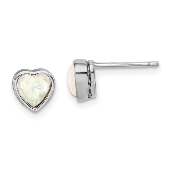 Auriga Fine Jewelry 925 Sterling Silver Rhodium Plated Lab Created Opal Stud Earrings for Women