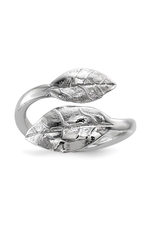 Fine Jewelry 925 Sterling Silver Rhodium Plated Leaf Ring Size 8 for Women