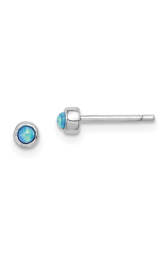 Fine Jewelry 925 Sterling Silver Rhodium Plated Polished 3mm Created Opal Round Stud Earrings for Women