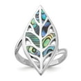 thumbnail image 1 of Auriga Fine Jewelry 925 Sterling Silver Rhodium-Plated Polished Abalone Leaf Ring for Women Size- 8, 1 of 6