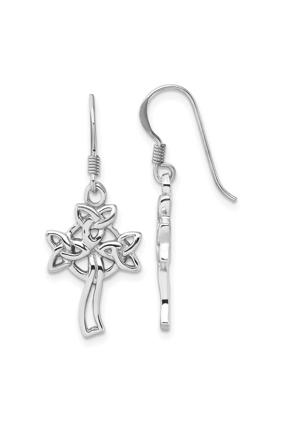 Fine Jewelry 925 Sterling Silver Celtic Cross Dangle Earrings for Women