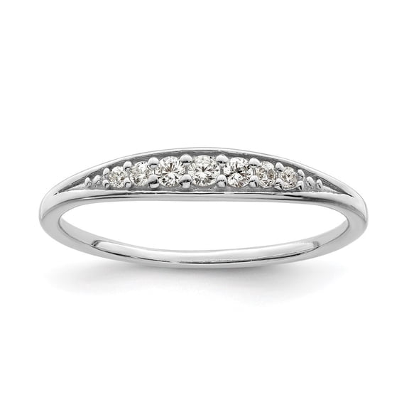 Auriga Fine Jewelry 925 Sterling Silver Rhodium Plated Polished Cubic Zirconia Ring Size 7 for Women