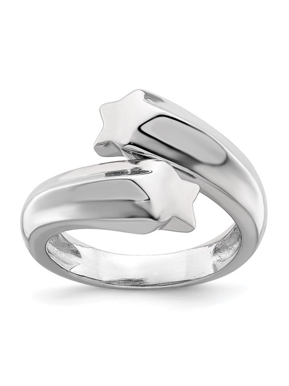 Fine Jewelry 925 Sterling Silver Rhodium Plated Polished Shooting Stars Ring Size 7 for Women