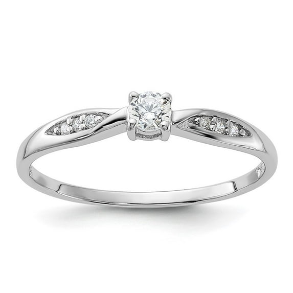 Auriga Fine Jewelry 925 Sterling Silver Rhodium Plated Polished and Cubic Zirconia Ring Size 7 for Women