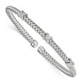 thumbnail image 1 of Auriga Fine Jewelry 925 Sterling Silver Rhodium Plated Zirconia Woven Cuff Bangle 6.75inch for Women, 1 of 4