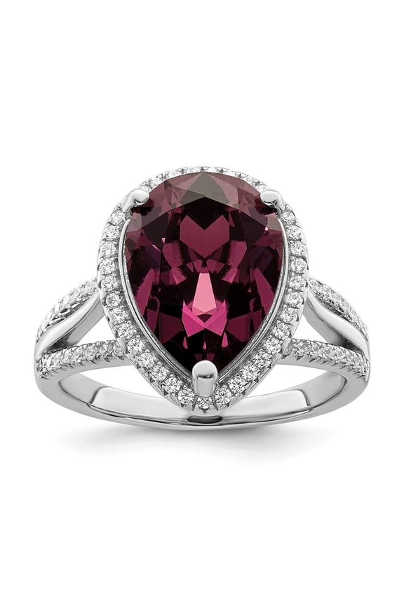 Fine Jewelry 925 Sterling Silver Rhodium Plated Zirconia and Crystal Ring Size 6 for Women